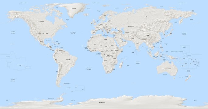 Fototapeta world map with country names on a blue background