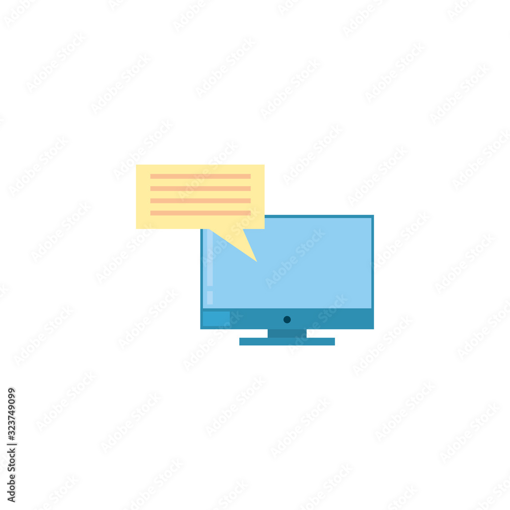 Poster isolated communication bubble and computer fill style icon vector design