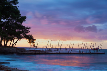 Sonnenuntergang am Strand in Savudrija. Umag Istrien