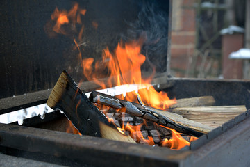 charcoal that burns on the grill