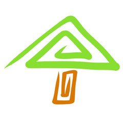 triangular green tree of spirals, creative pattern