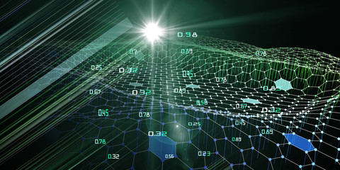 Fototapeta premium 3D illustration technology big data background. Artificial intelligence. Algorithms deep learning. Data science learning. Blockchain.