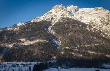 Beautiful alpine winter wonderland near Salzburg, Austria
