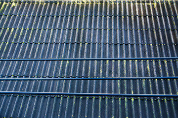 The roof of the house and 3 electrical wires that passed