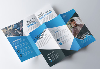 Blue Corporate Trifold Brochure Layout