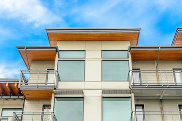 Fototapeta na wymiar Modern apartment buildings in Richmond, British Columbia, Canada.