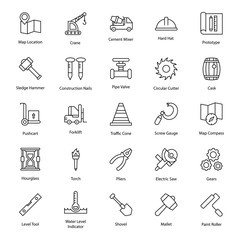  Construction Equipment Line Icons Pack