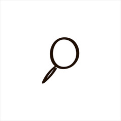 Icon sign with loupe for Specialization or Search section. Black hand draw doodle sketch can be used in greeting cards, posters, flyers, banners, logos, web design, CV etc. Vector illustration. EPS10