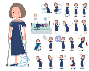 Fototapeta premium flat type Navy blue dress women_sickness