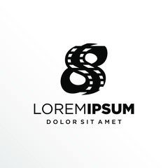 Initial Number 8 with Filmstrip Logo Design