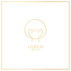 Girl with face and hair. Template for cosmetics, logo, sign and symbol. Line vector illustration. Femininity element.