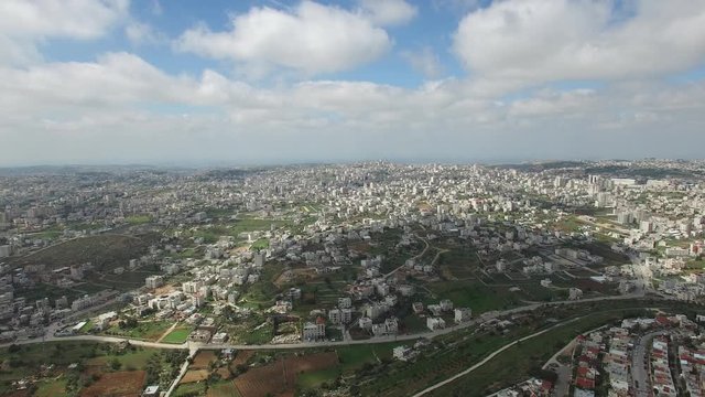 Aerial overlook of Hebron City and surroundings. West Bank. Israel. DJI-0141-01