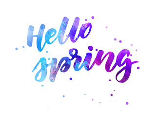 Hello spring - watercolor lettering