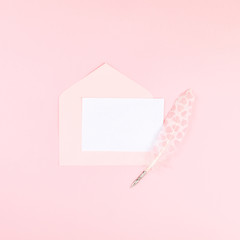 Letter in an envelope with love.Traditional holiday gift.