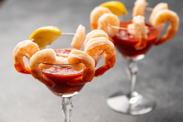 Shrimp Cocktail Appetizers in martini glasses