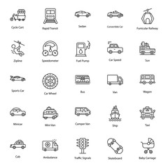  Transport Agency and Car Repair Line Vectors Pack 