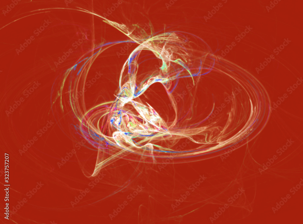 Poster computer generated abstract on red background, digital abstract technology background