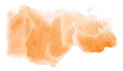 Abstract watercolor background hand-drawn on paper. Volumetric smoke elements. Orange color. For design, web, card, text, decoration, surfaces.