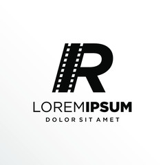 Initial Letter R with Filmstrip Logo Design