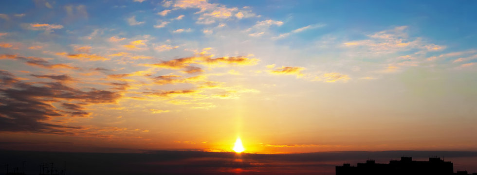 Winter sunrise over the city