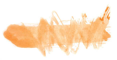 Abstract watercolor background hand-drawn on paper. Volumetric smoke elements. Orange color. For design, web, card, text, decoration, surfaces.