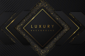 Abstract Luxury background. black shape and gold glitter on black background. Vector illustration