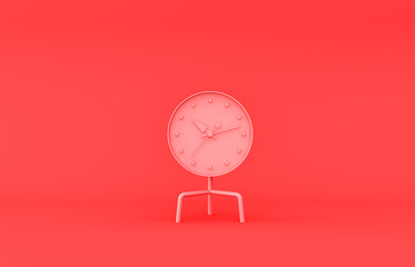 Flat single color, plastic material desk clock single room accessory in monochrome pink background, 3d rendering