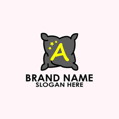 logo letter a with icon pillow vector design