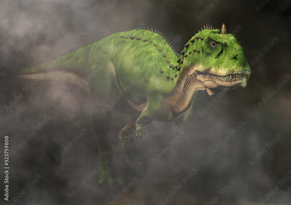 Aufkleber majungasaurus was a carnivorous theropod dinosaur that lived in cretaceous era madagascar. here a gr