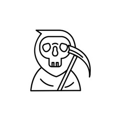grim reaper line illustration icon on white background