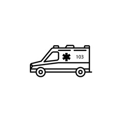 ambulance line illustration icon on white background