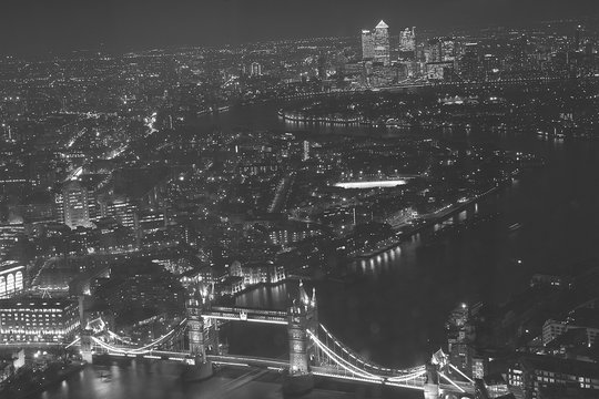 Fototapeta londen night city view black and white