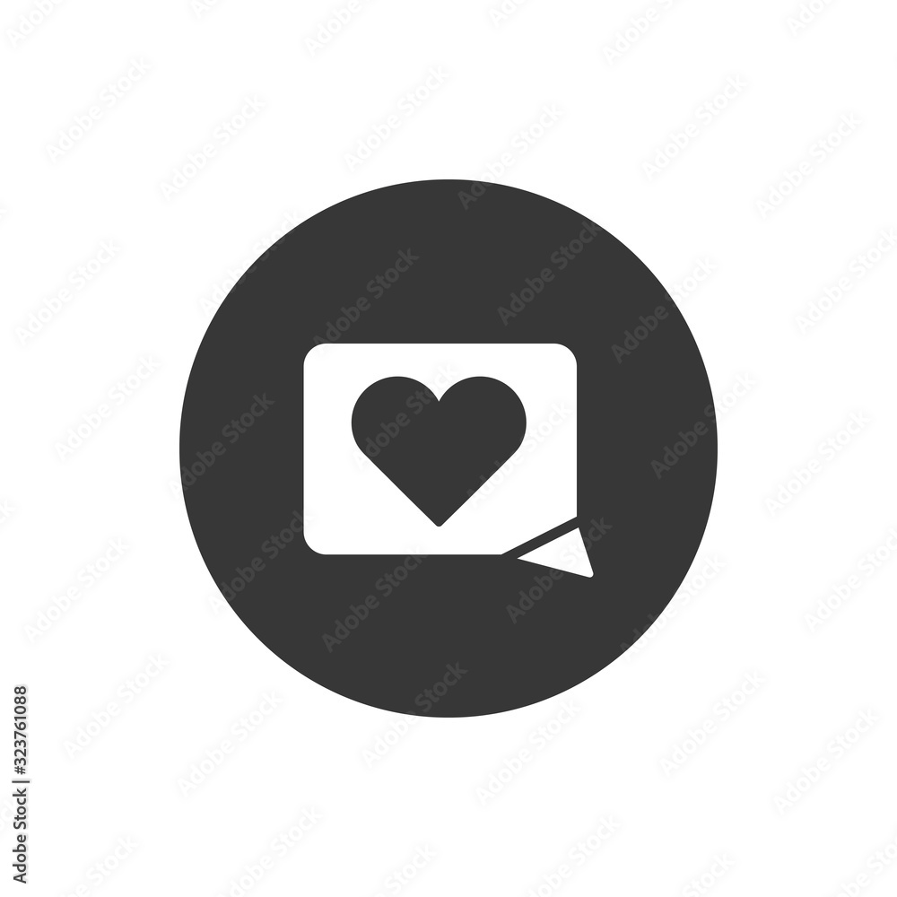 Poster heart inside bubble block flat style icon vector design