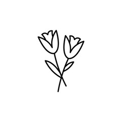 flowers line illustration icon on white background