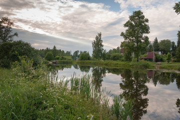 landscape with lake and clouds, Russia