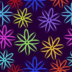 Neon abstract vector seamless pattern
