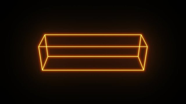 3d Slab Box With Glowing Strokes Spinning/ 4k animation of an abstract minimal background with outlined slab logo spinning