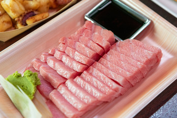 fresh otoro sashimi in market - 323763048