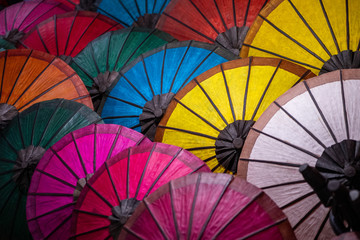 Umbrella at a market, Luang Prabang, Laos. - 323763439