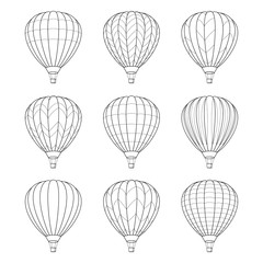 Set of Air Balloon Icons isolated on White