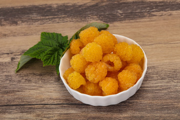 Sweet ripe tasty yellow raspberry