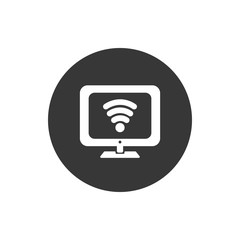 Isolated computer and wifi block flat style icon vector design