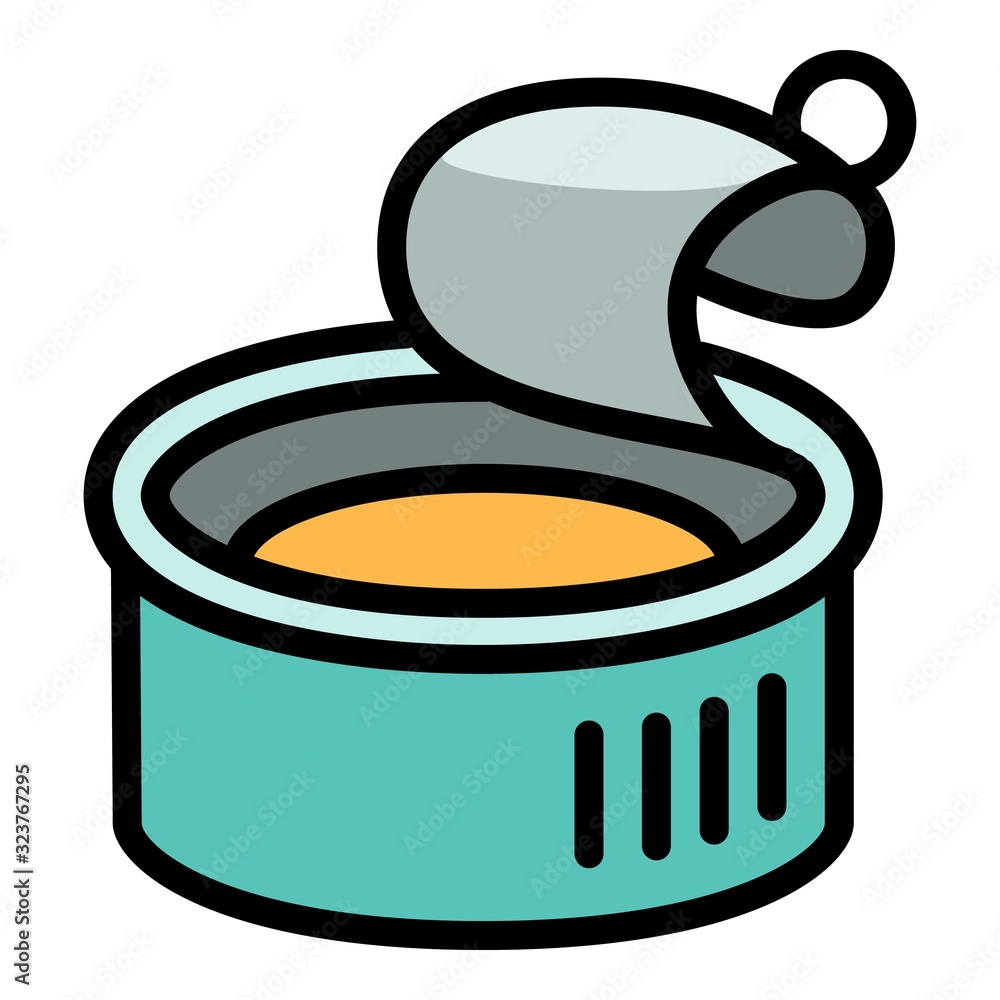Poster fish tin can icon. outline fish tin can vector icon for web design isolated on white background