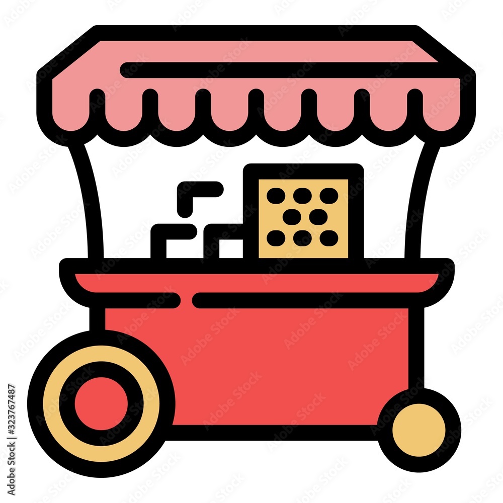 Poster popcorn cart icon. outline popcorn cart vector icon for web design isolated on white background