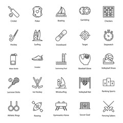  Game Equipment Line Icons Pack 