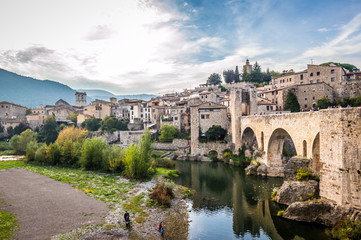 Fototapeta na wymiar Besalu medieval village in Girona, Catalonia, Spain.