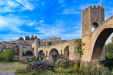 Fototapeta na wymiar Besalu medieval village in Girona, Catalonia, Spain.