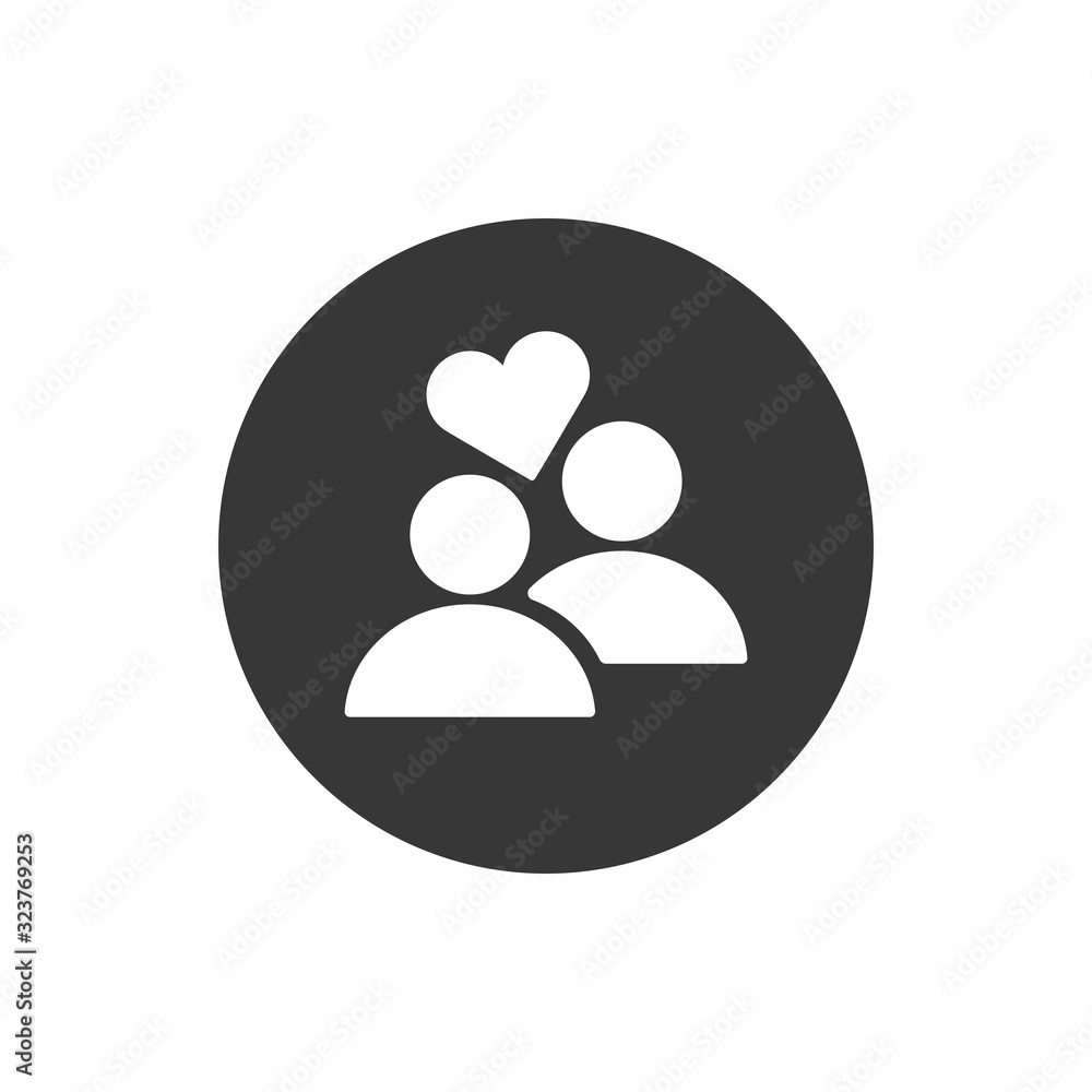 Poster avatars and heart block flat style icon vector design