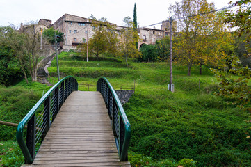 Santa Pau village in Girona, Catalonia, Spain.