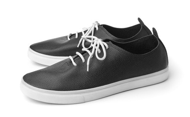 Pair of black leather sport shoes